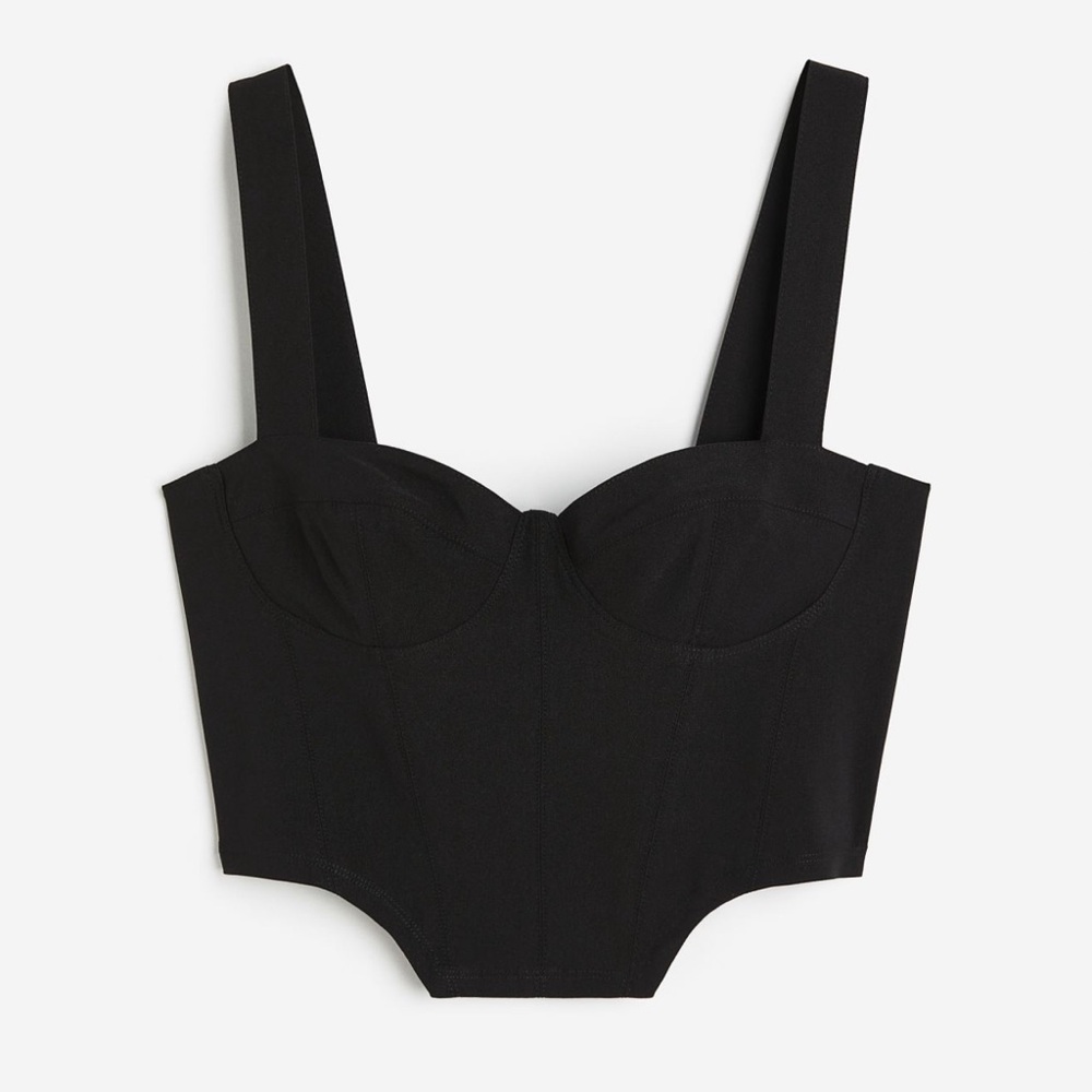 🖤 STRETCHY CROPPED BLACK CORSET TOP ZIPPERED  SIZE SMALL 🖤